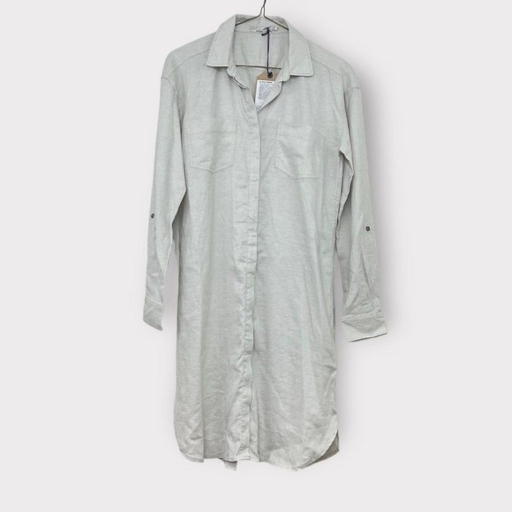prana long sleeve linen la noa dress relaxed fit size xs
